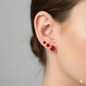 Elegant Red Stud Earrings
